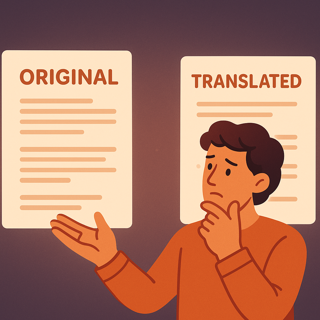 Document formatting comparison showing original and translated versions