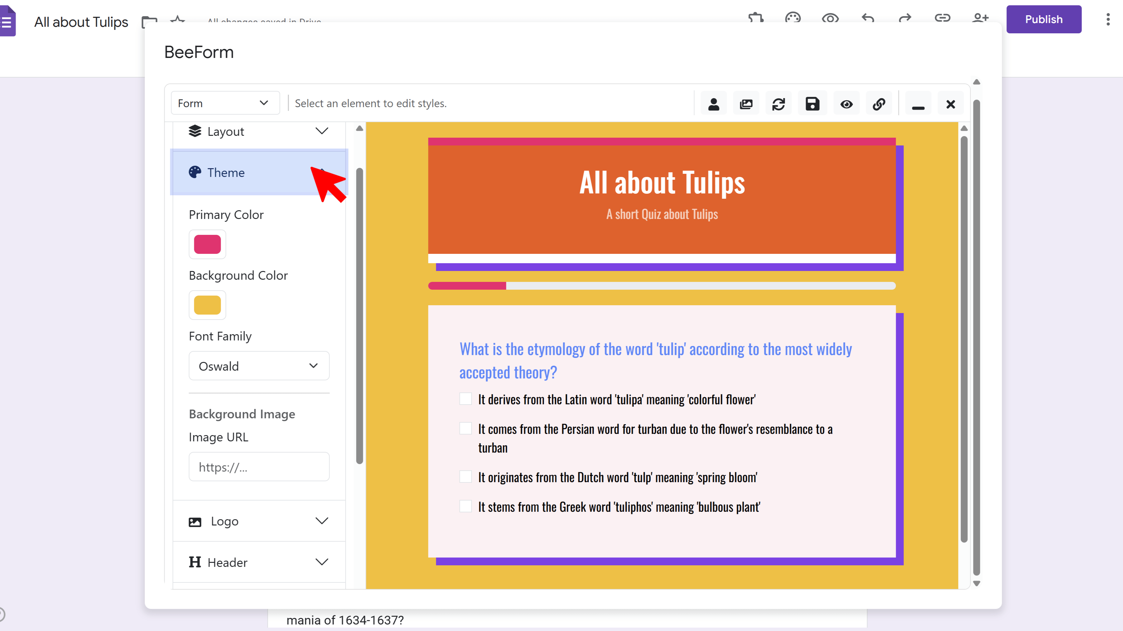 Global theme customization settings