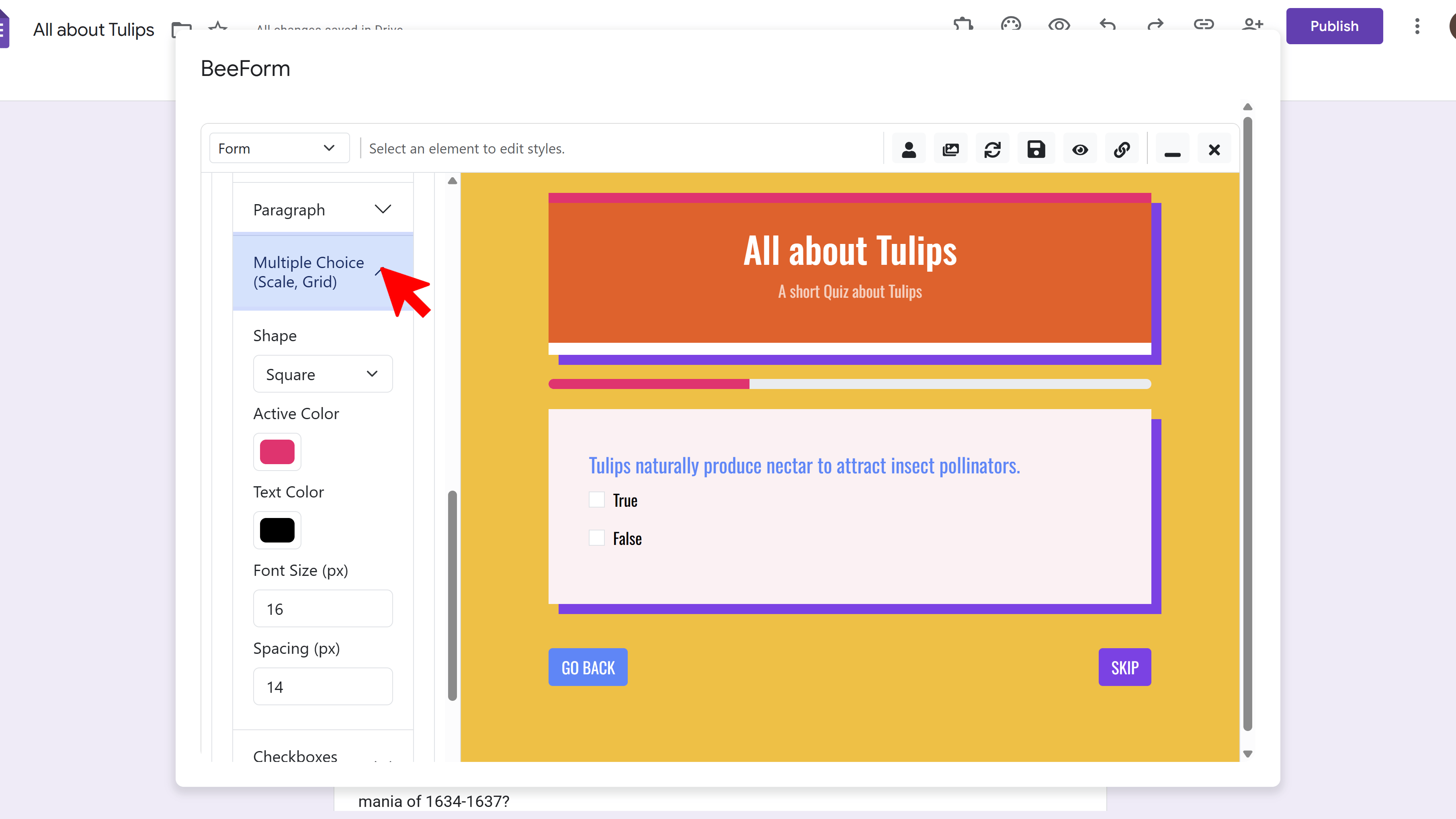 Multiple choice and checkbox styling