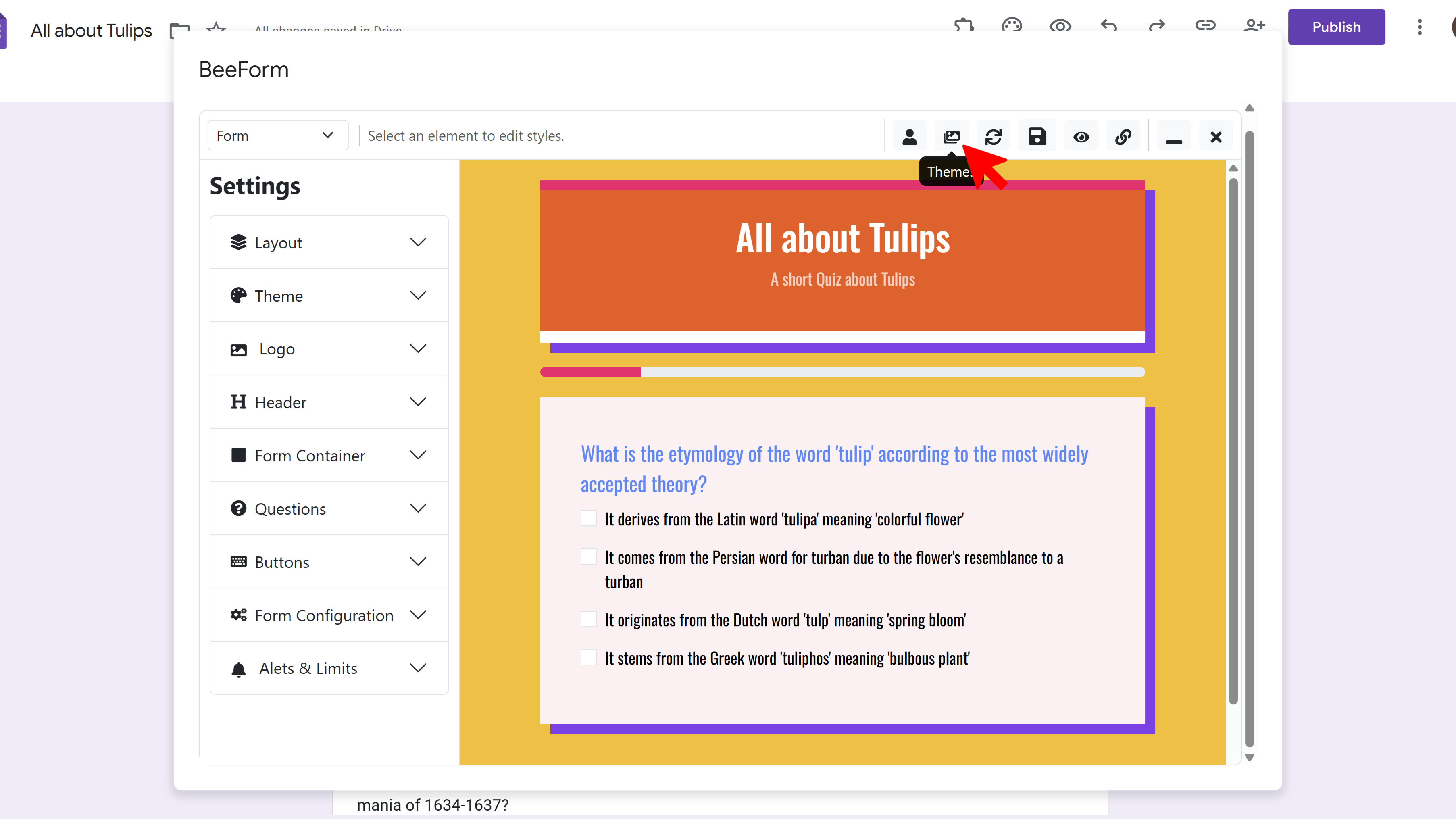 Form with theme applied showing instant transformation