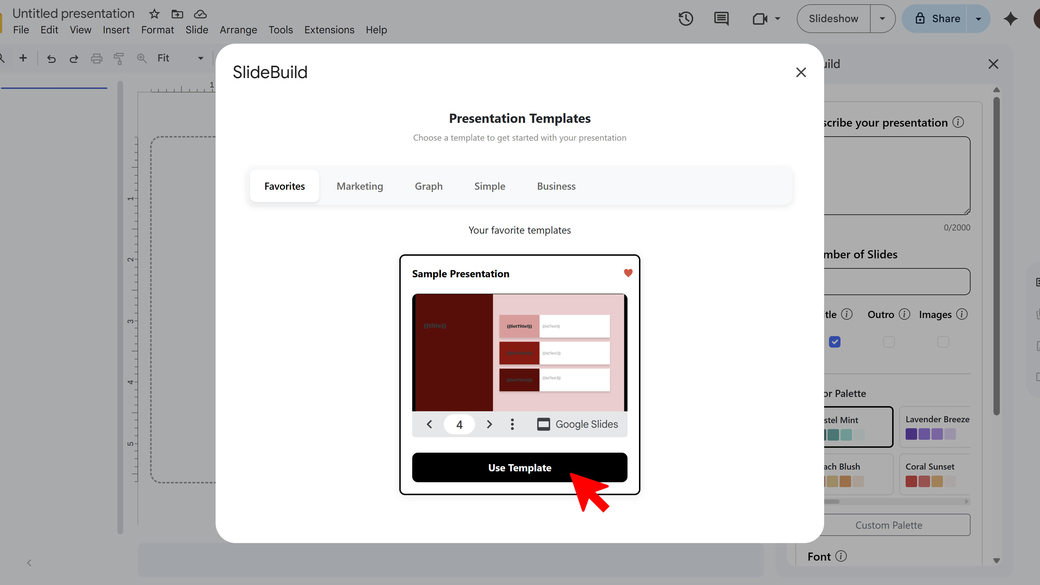 Select SlideBuild template