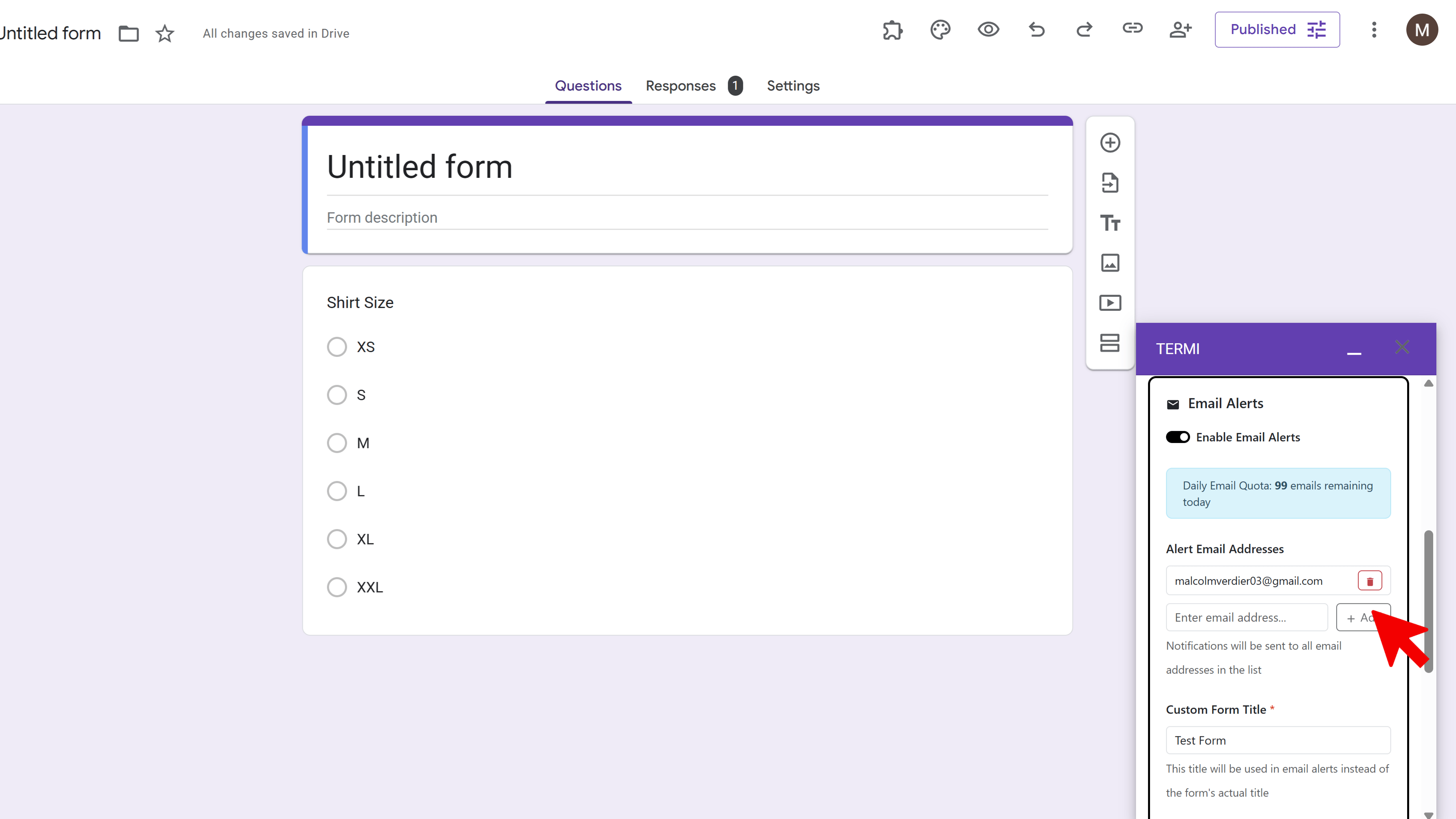 Enable Email Alerts in Termi