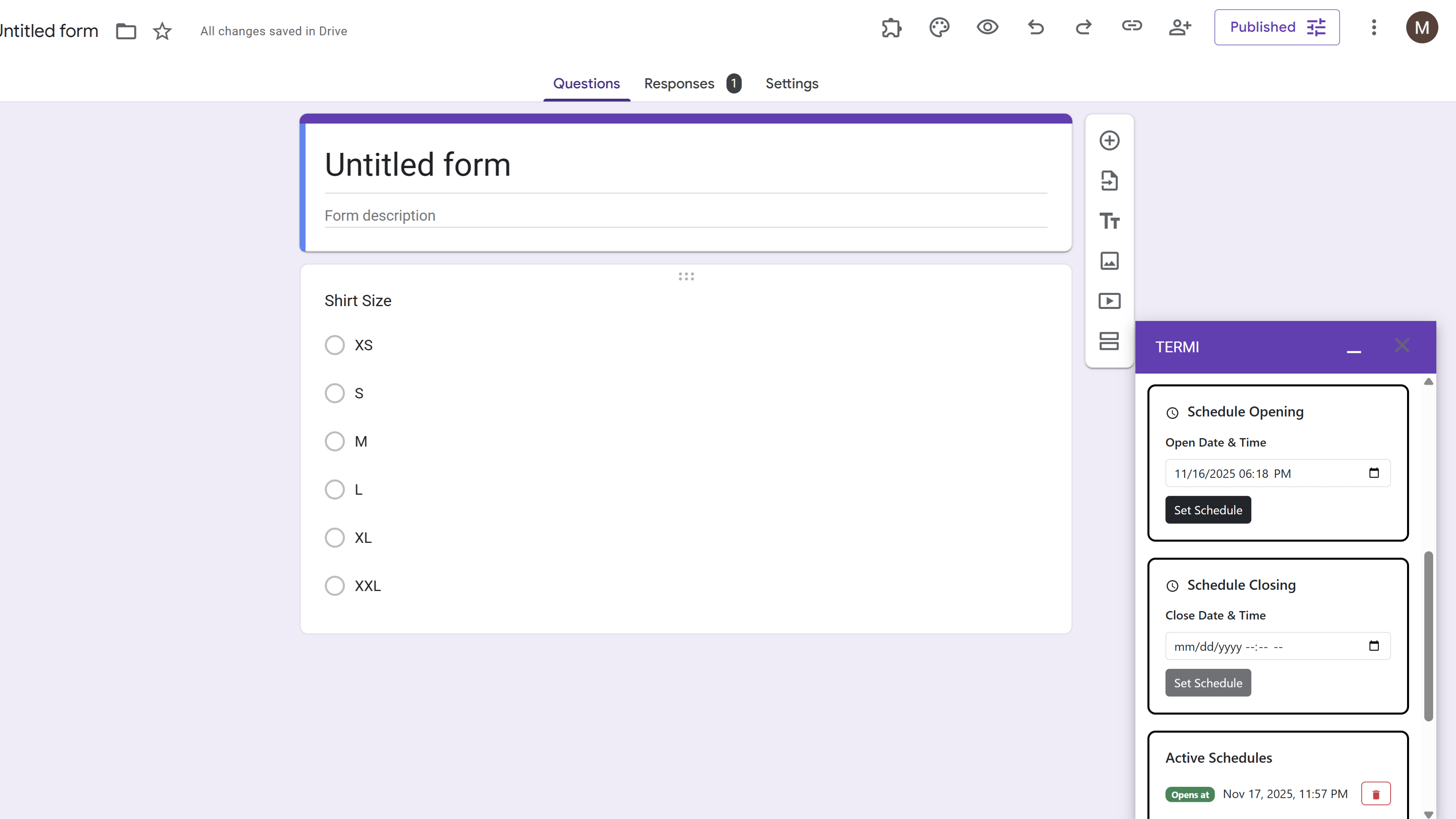 Scheduler configuration with date and time pickers