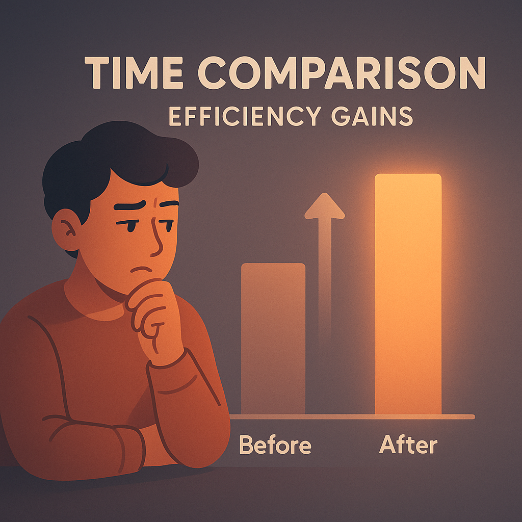 Time comparison chart showing efficiency gains