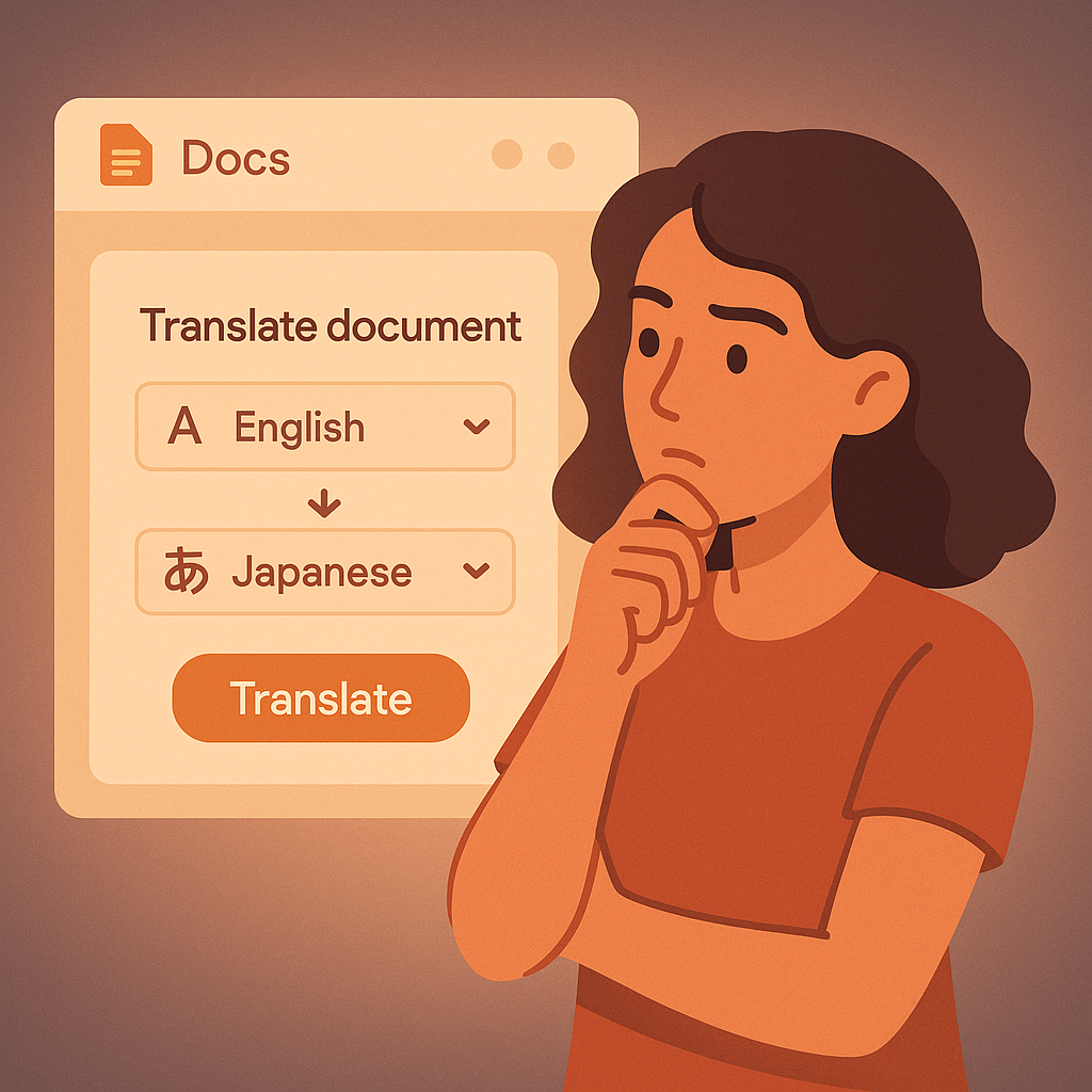 Automated translation interface in Google Docs