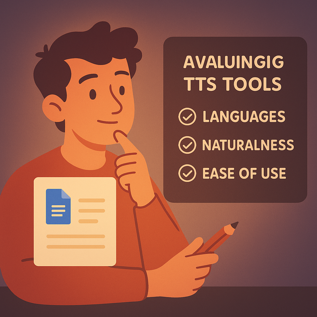 generate Evaluation criteria for Google Docs TTS tools