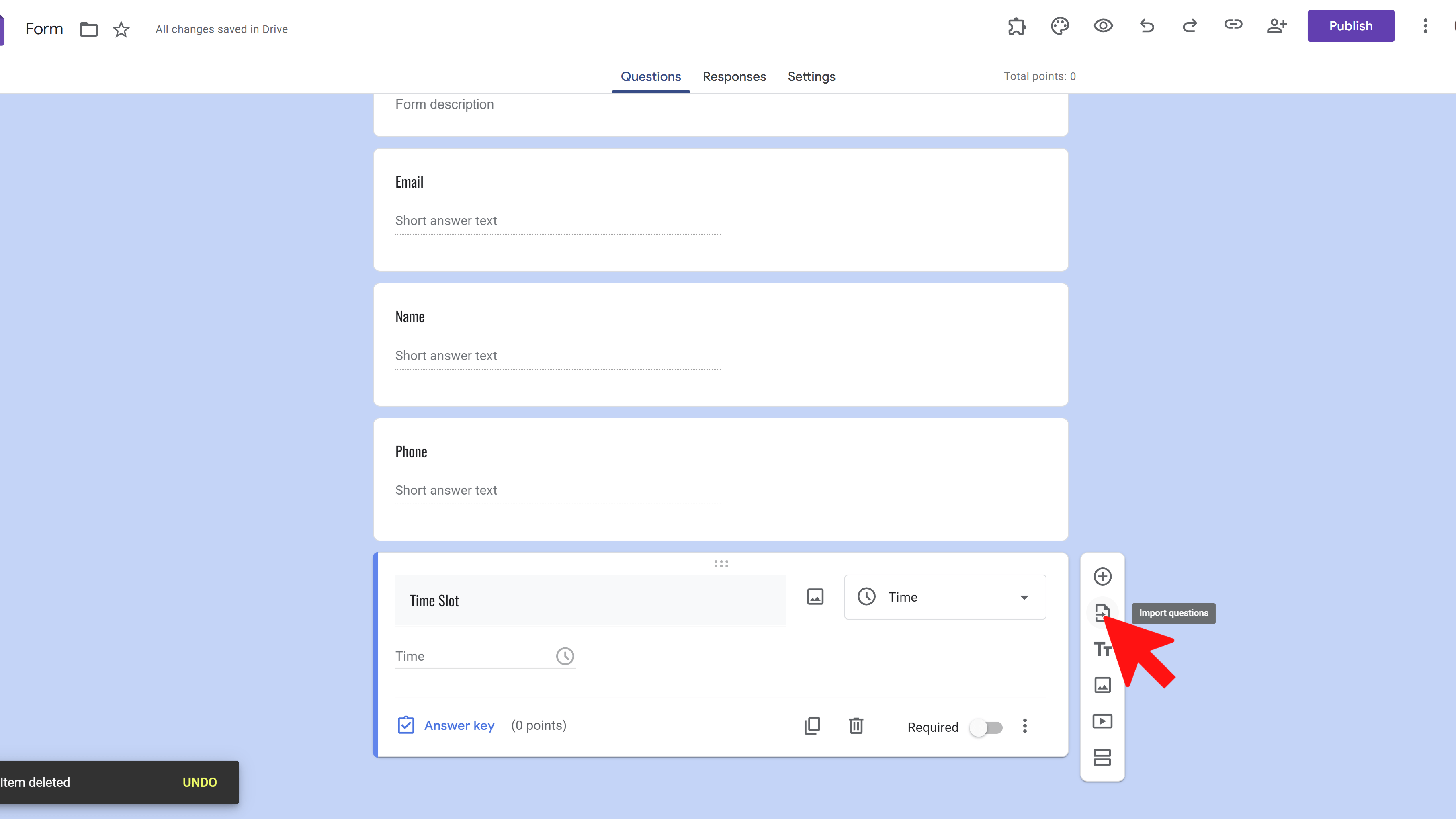 Import Questions in Google Forms