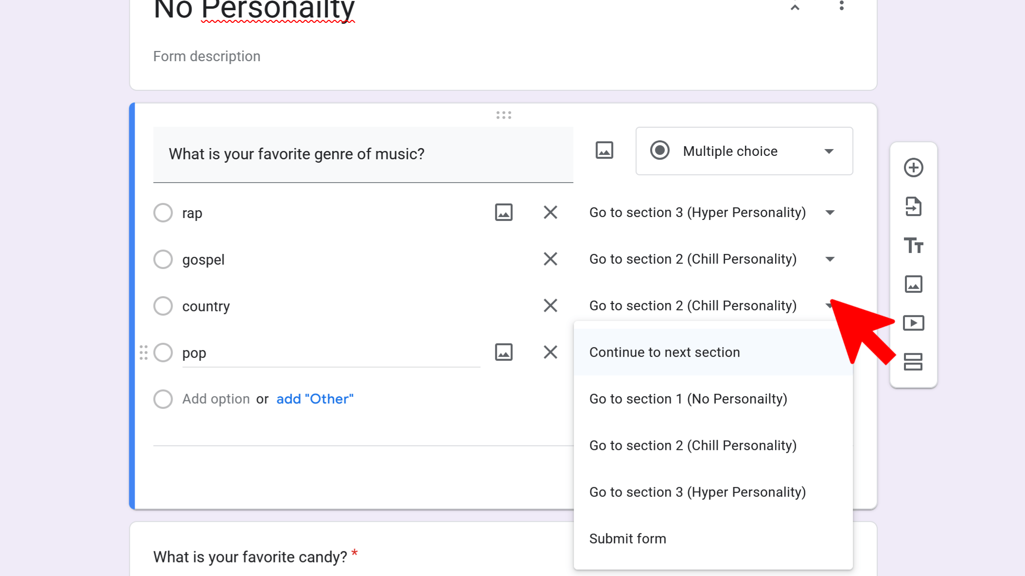 Assigning each answer to different question