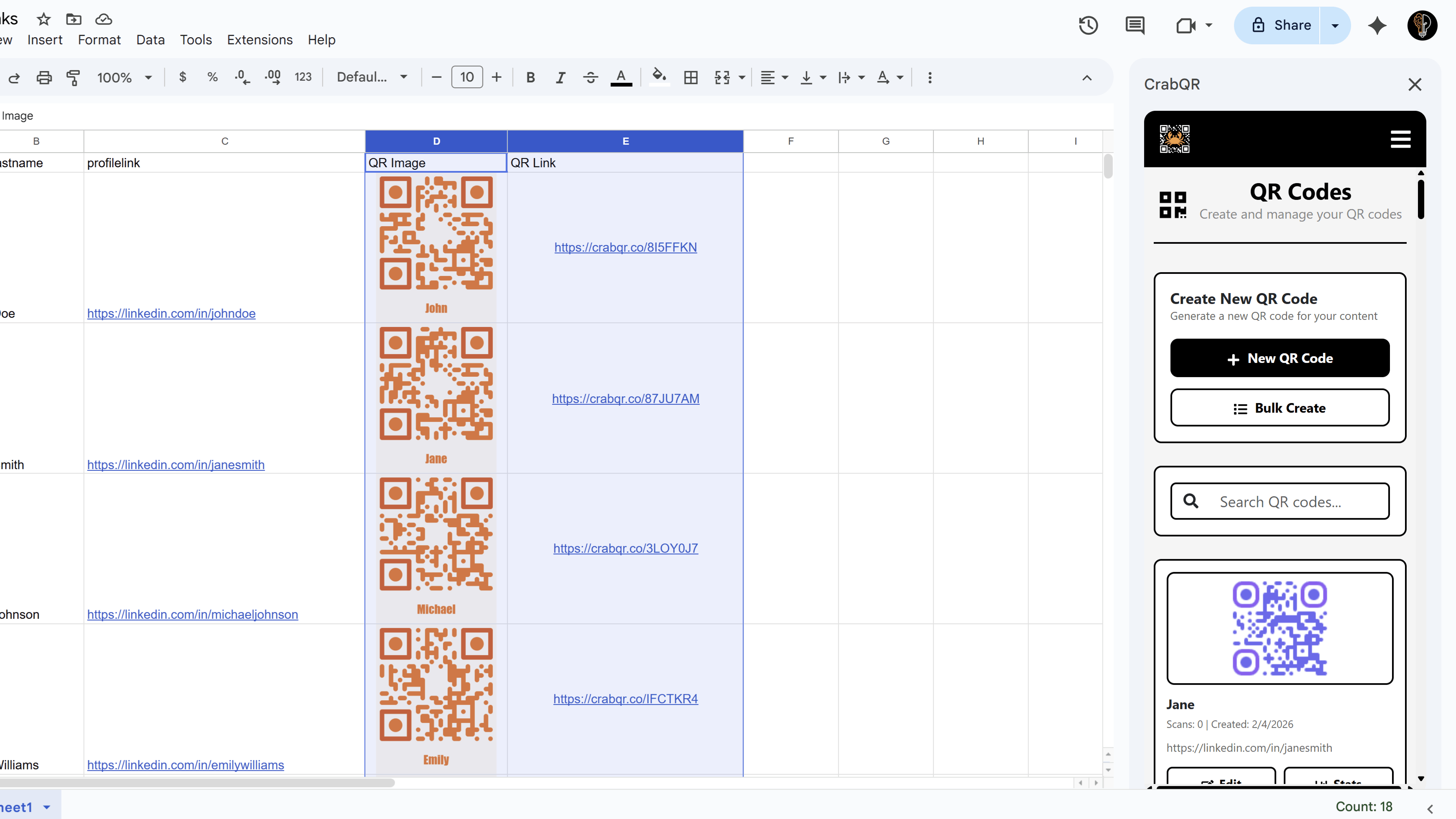 Bulk creation options