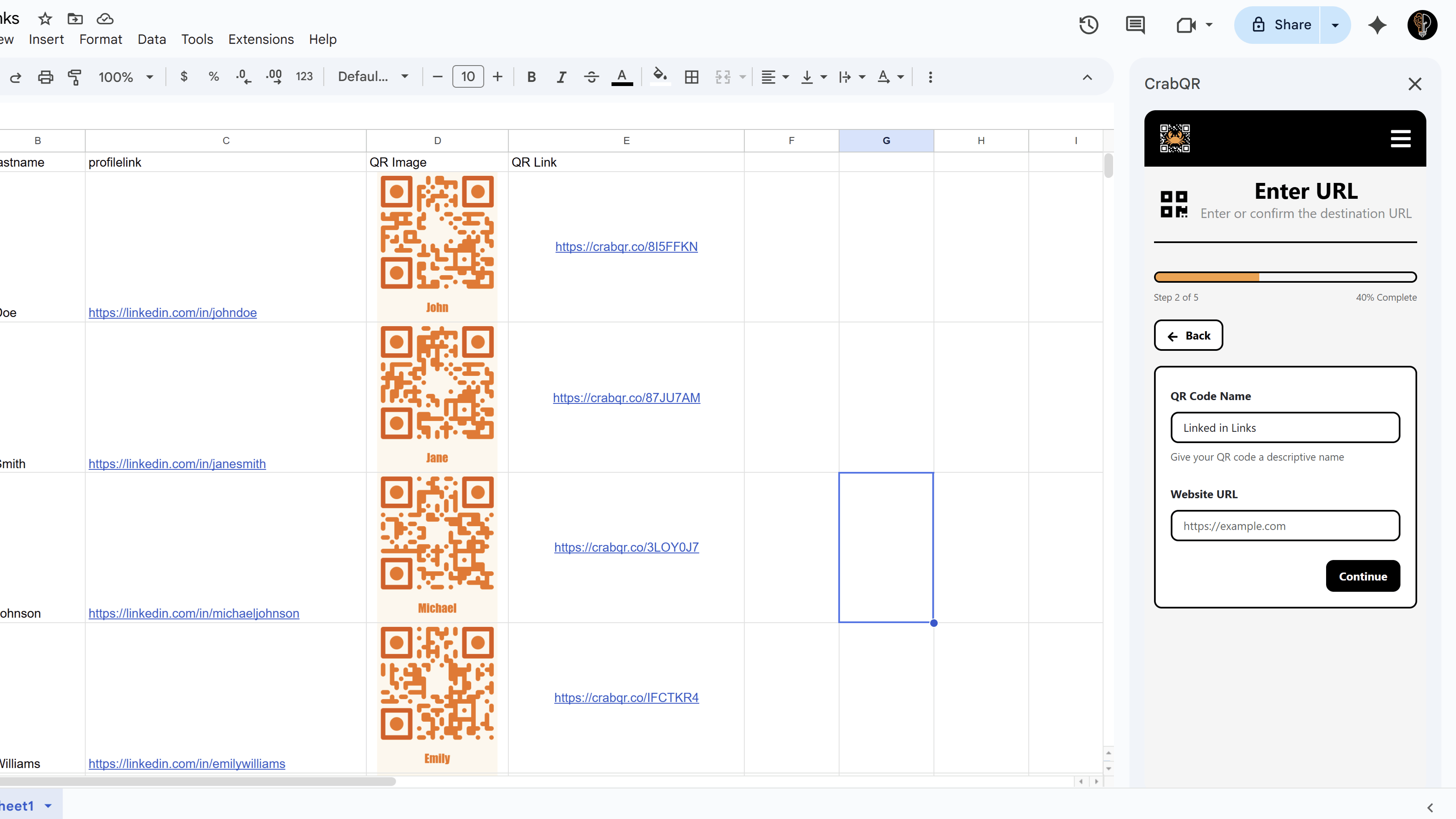QR Code form