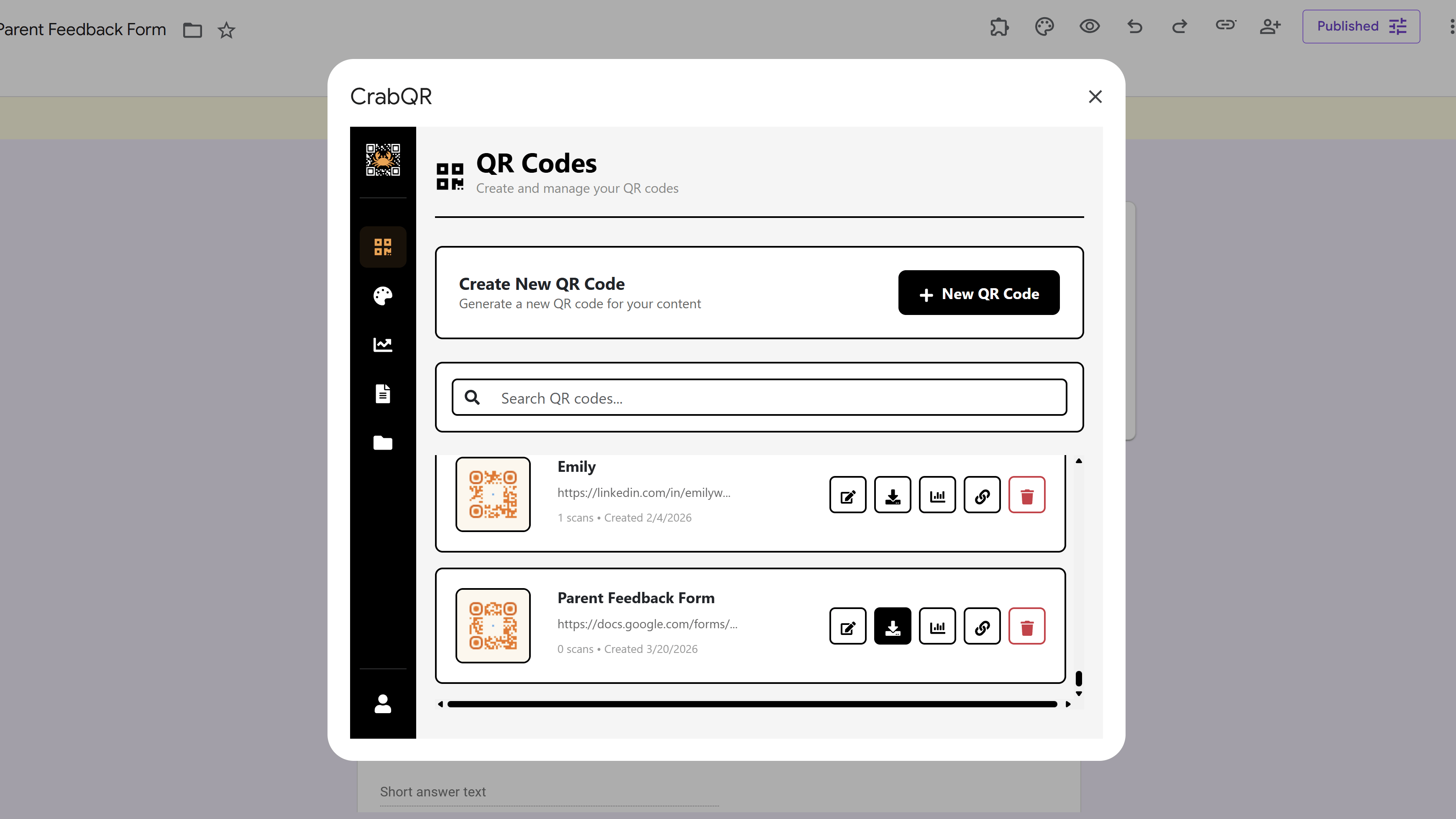 Download custom QR code for Google Form