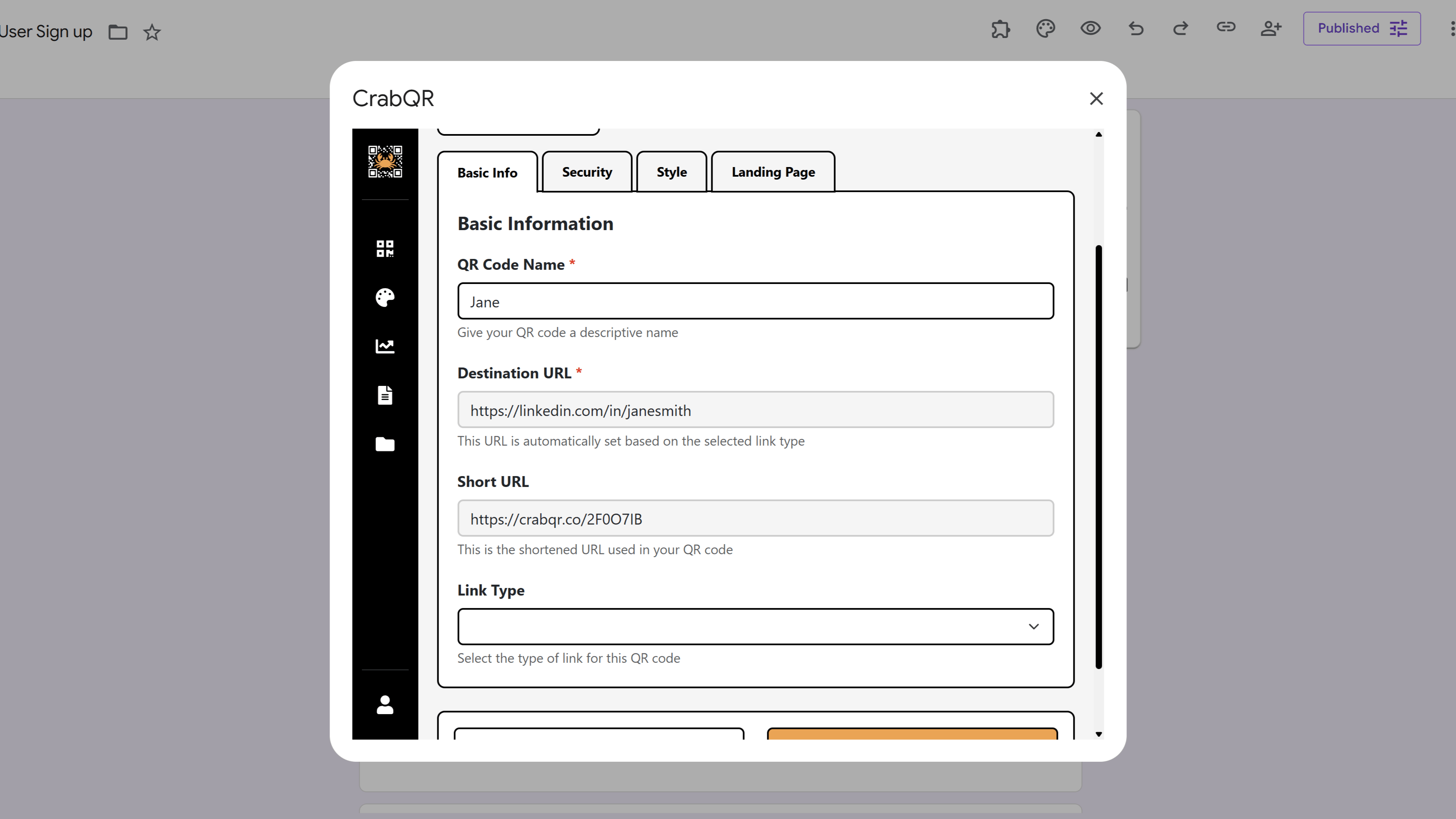 Edit button and form