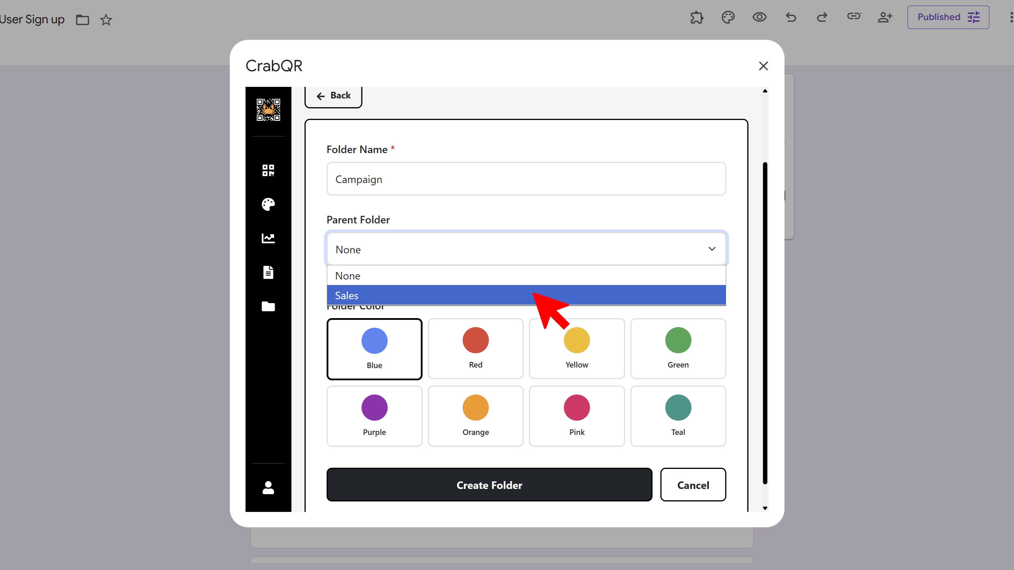 Folder tree structure