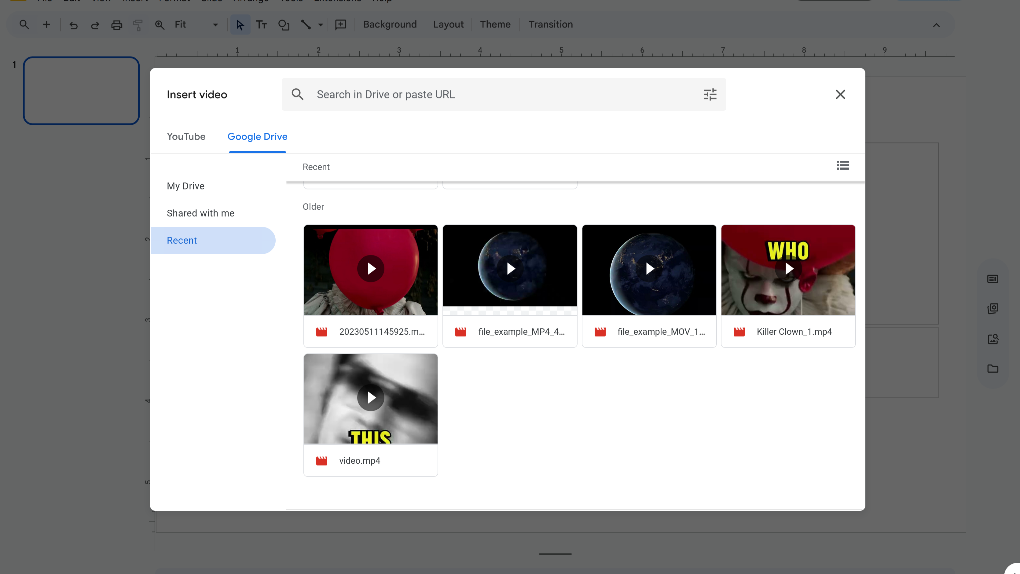 Insert Video from Google Drive into Google Slides