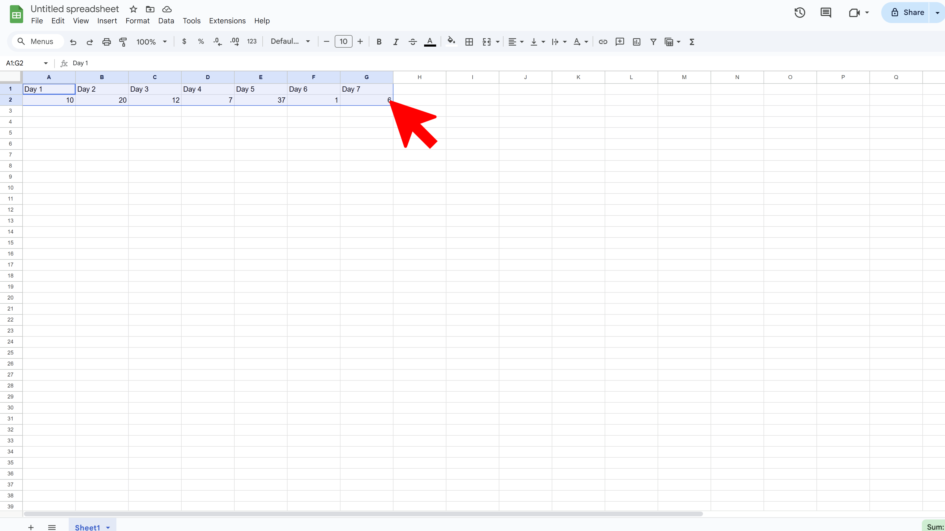 Selecting data for the graph