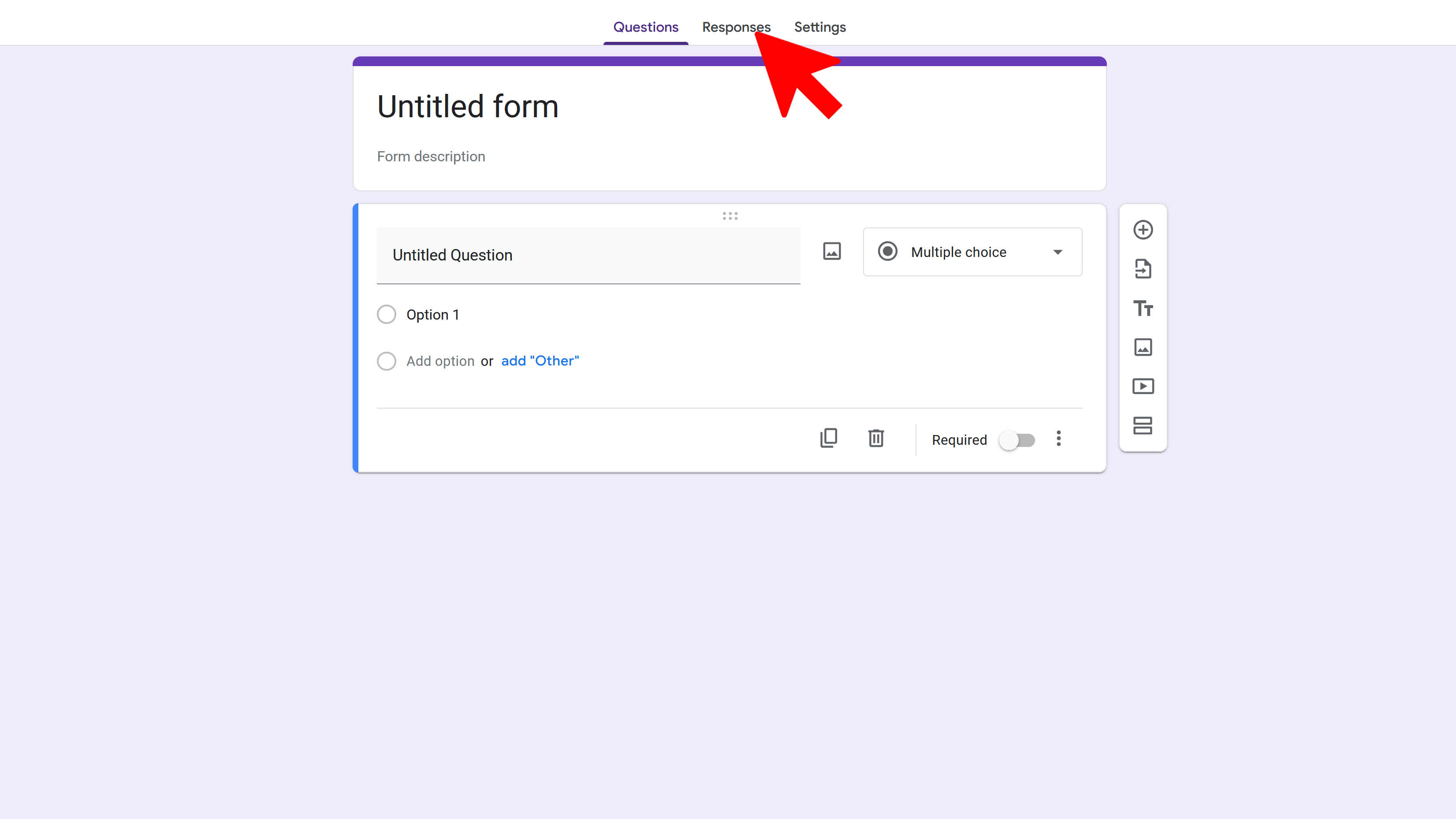 Select Responses Tab in Google Forms