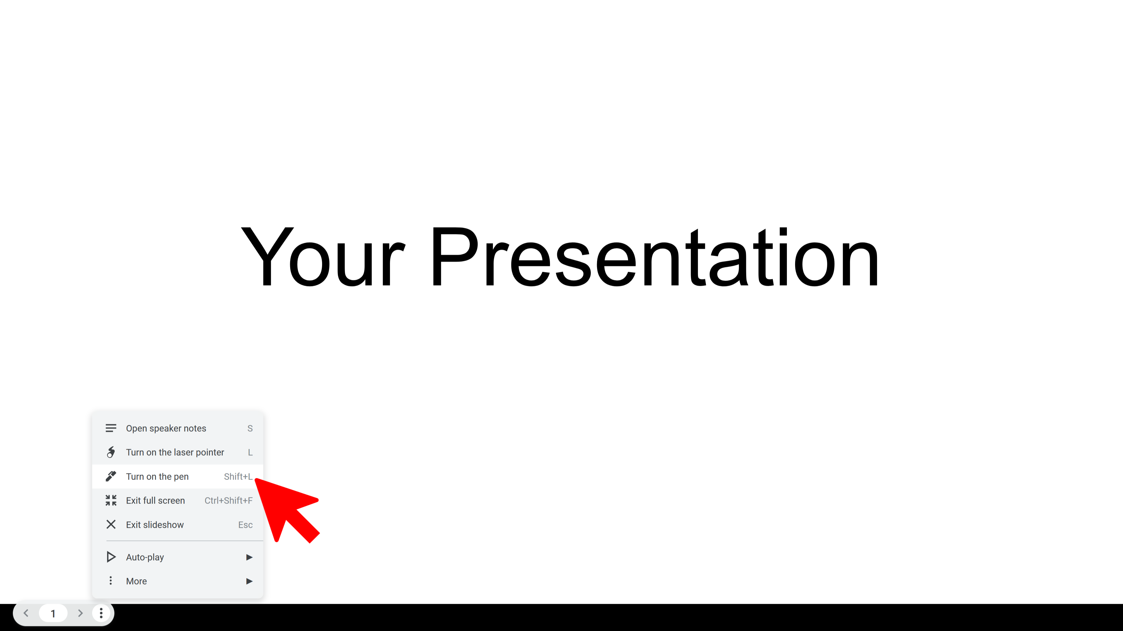 Turn on pen tool in presentation mode